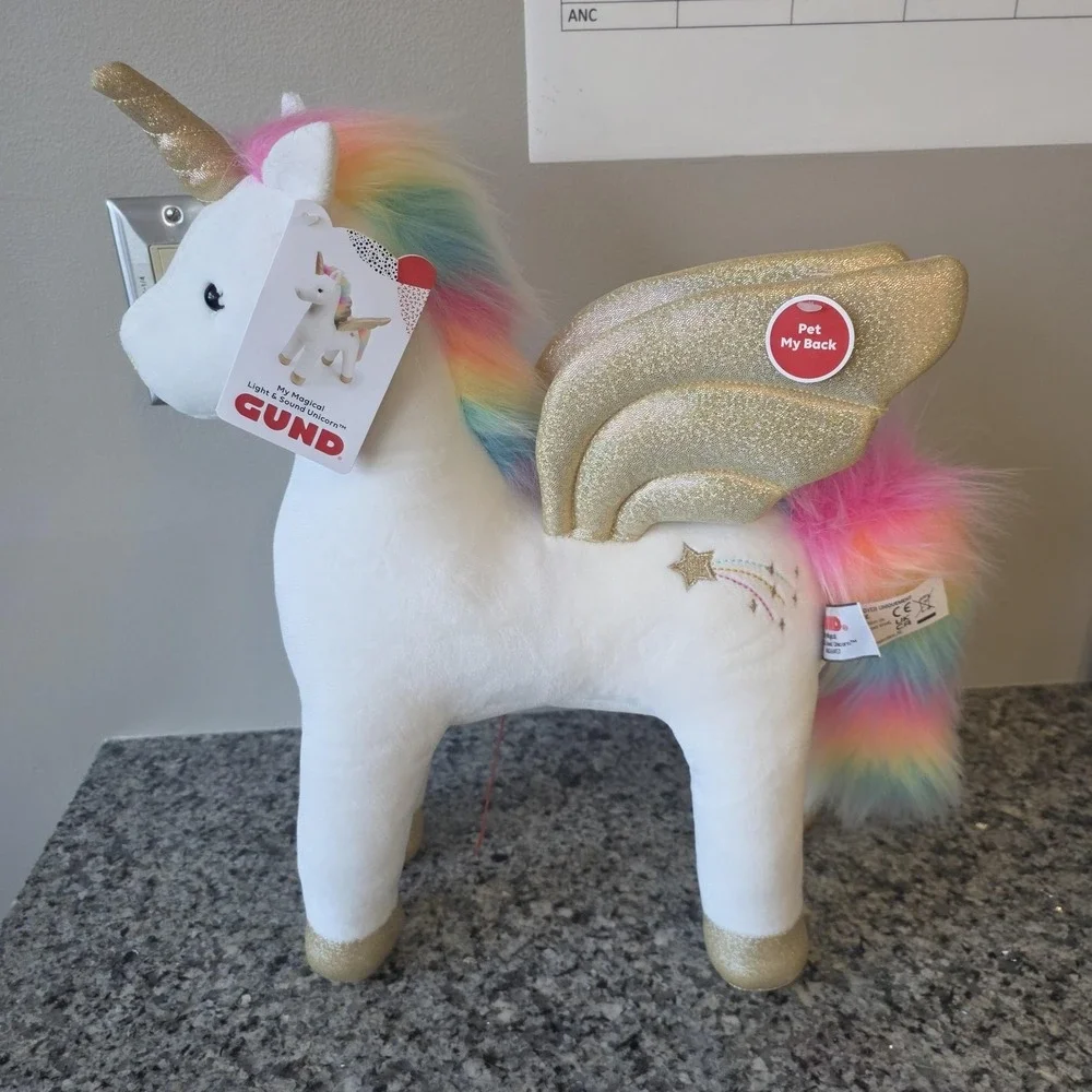 GUND My Magical Light & Sound Unicorn Plush Stuffed Animal Toy White Gold Medium